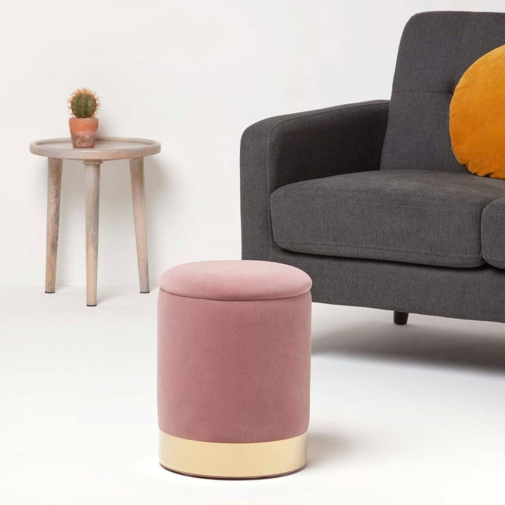 Pouf Rangement Rose Or