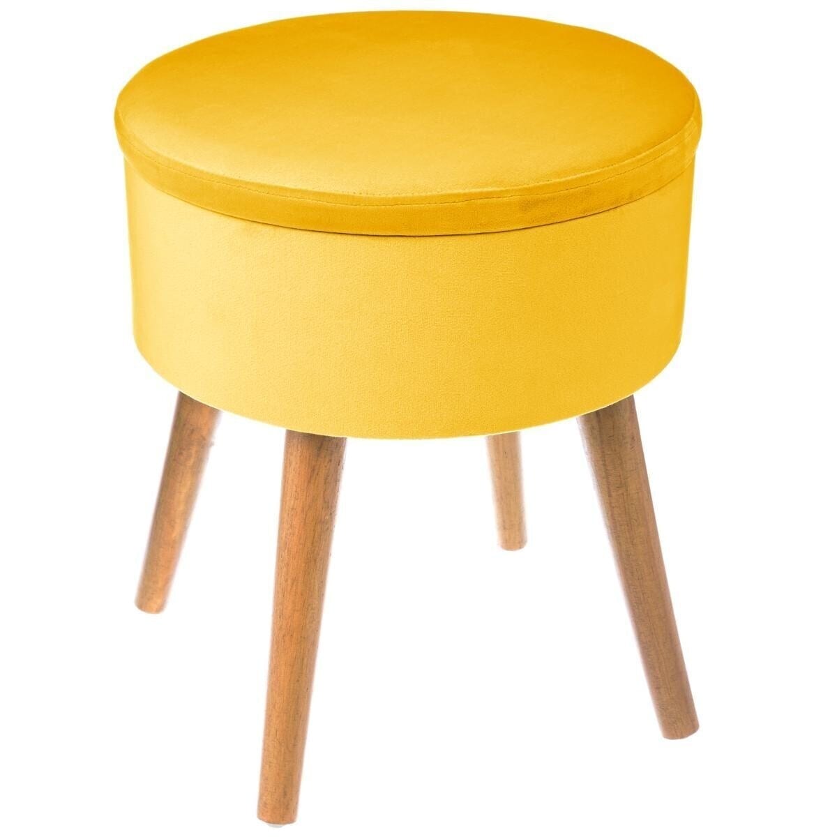 Pouf Rangement Scandinave Jaune Citron