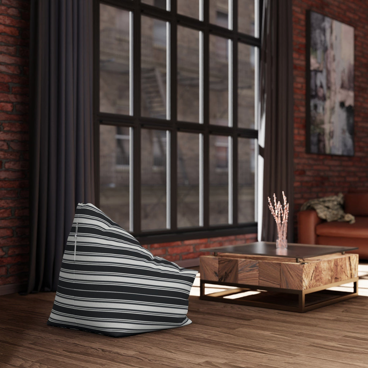 Pouf Rayé 27" × 30" × 25" / Without insert