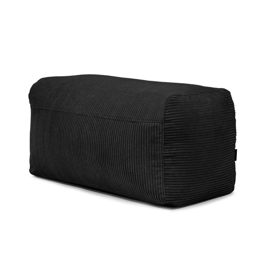 Pouf Rectangulaire Velours Cotelé Noir Profond / Housse uniquement