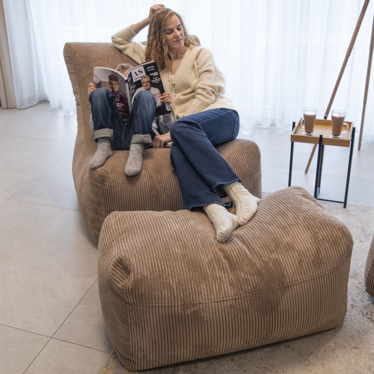 Pouf Rectangulaire Velours Cotelé Pouf Français