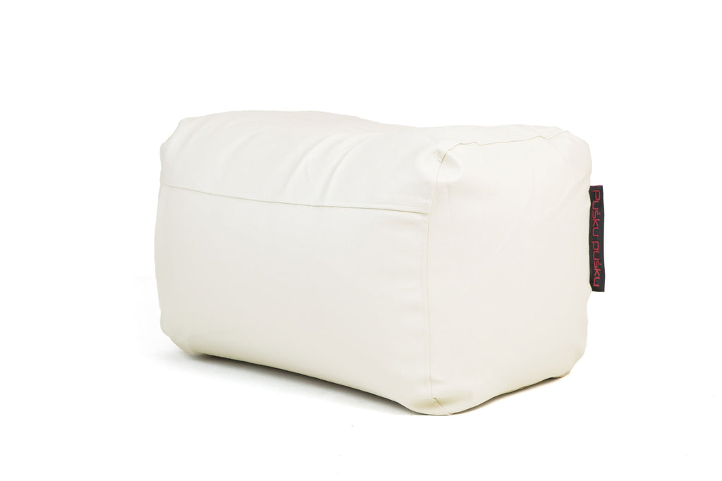 Pouf Repose Pied Cuir Blanc Neige Pouf Français