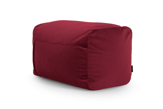 Pouf Repose Pied Velours Rouge Rubis Pouf Français