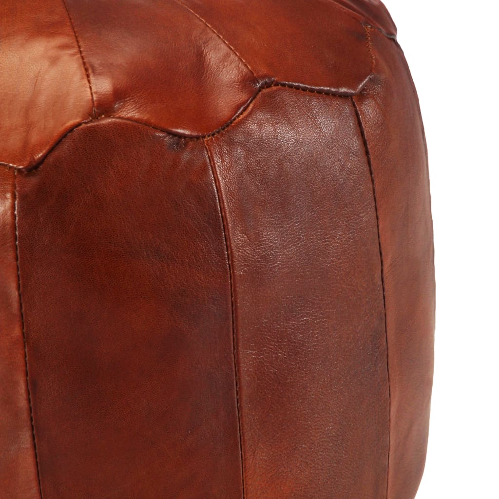 Pouf Rond en Cuir de Chèvre
