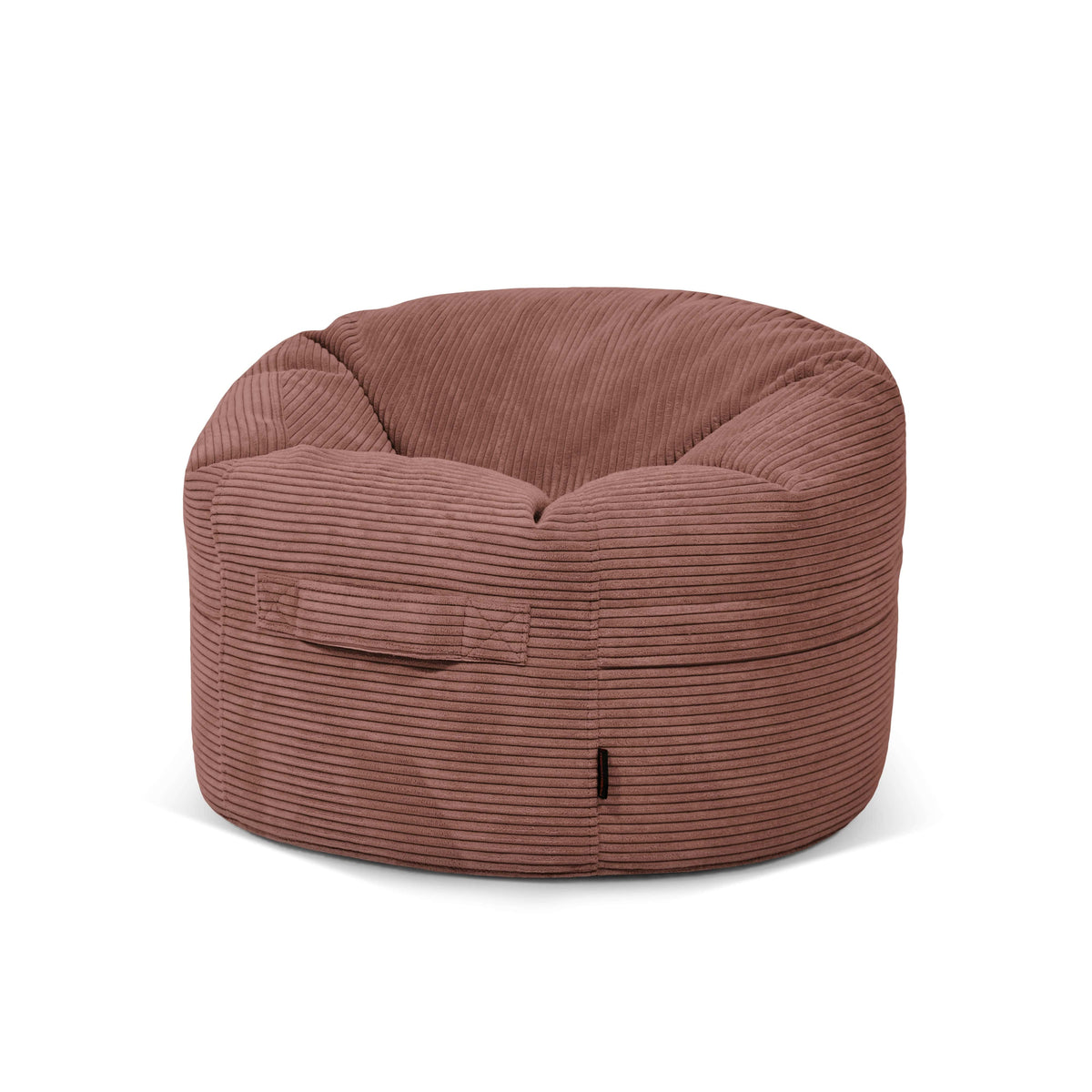 Pouf Rond en Velours Côtelé Rose Taupe