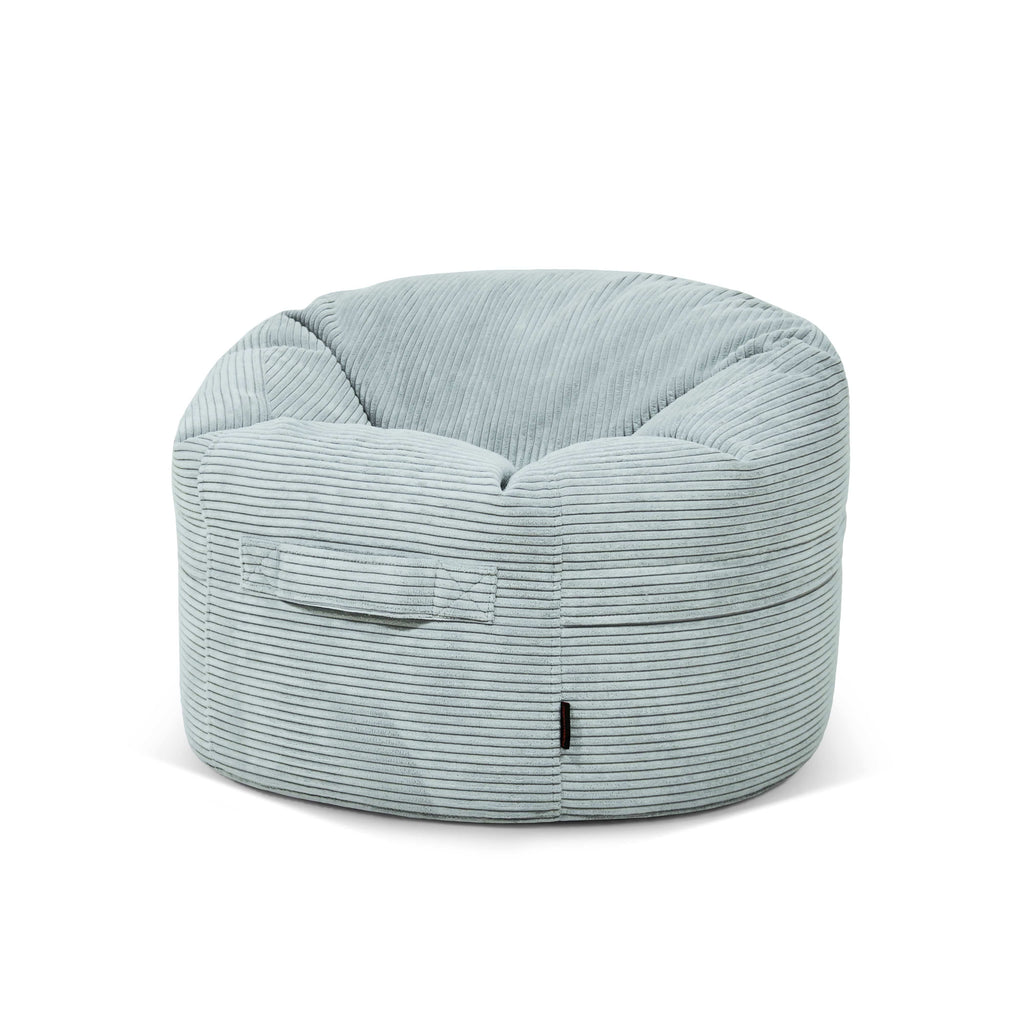 Pouf Rond en Velours Côtelé Vert d'eau