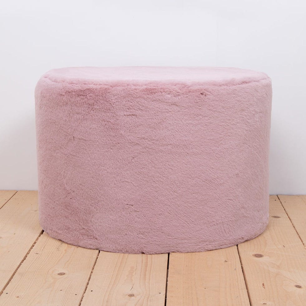 Pouf Rond en Velours Rose