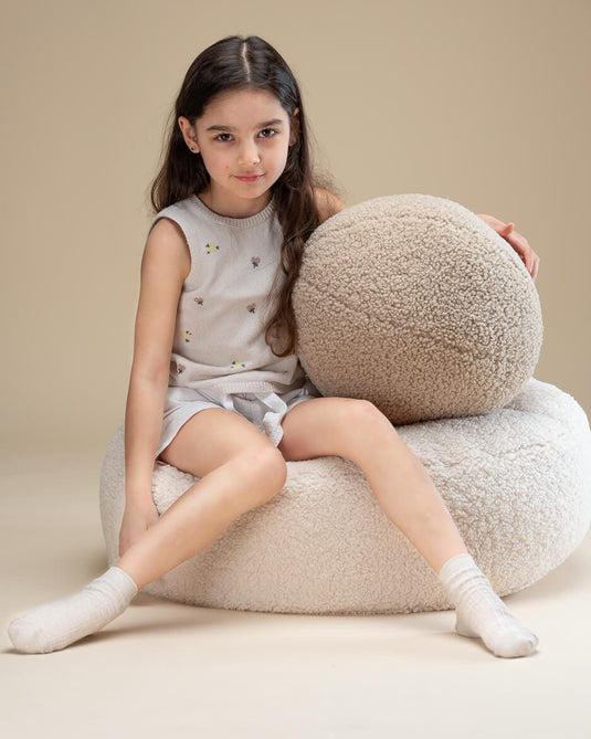 Pouf Rond Enfant - Blanc