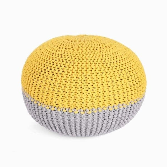 Pouf Rond Tressé Jaune & Gris Pouf Tressé Pouf Français