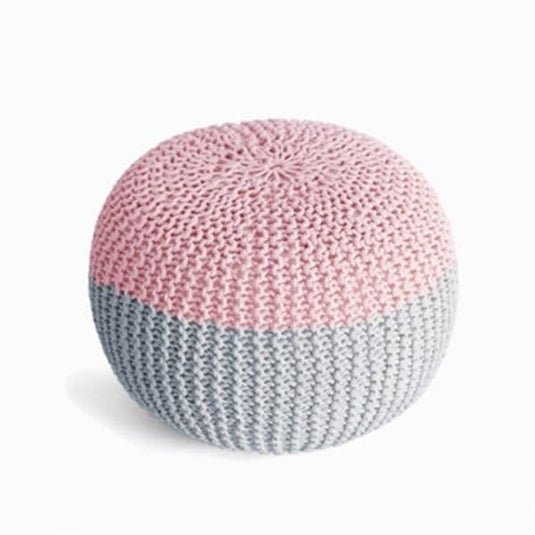 Pouf Rond Tressé Rose & Gris Pouf Tressé Pouf Français