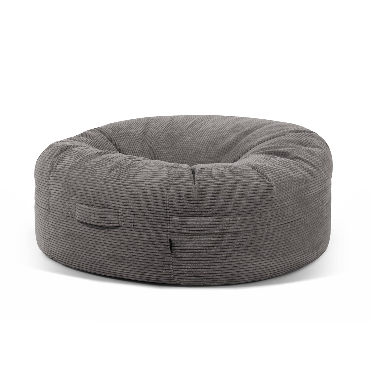 Pouf Rond XXL en Velours Côtelé Gris Anthracite