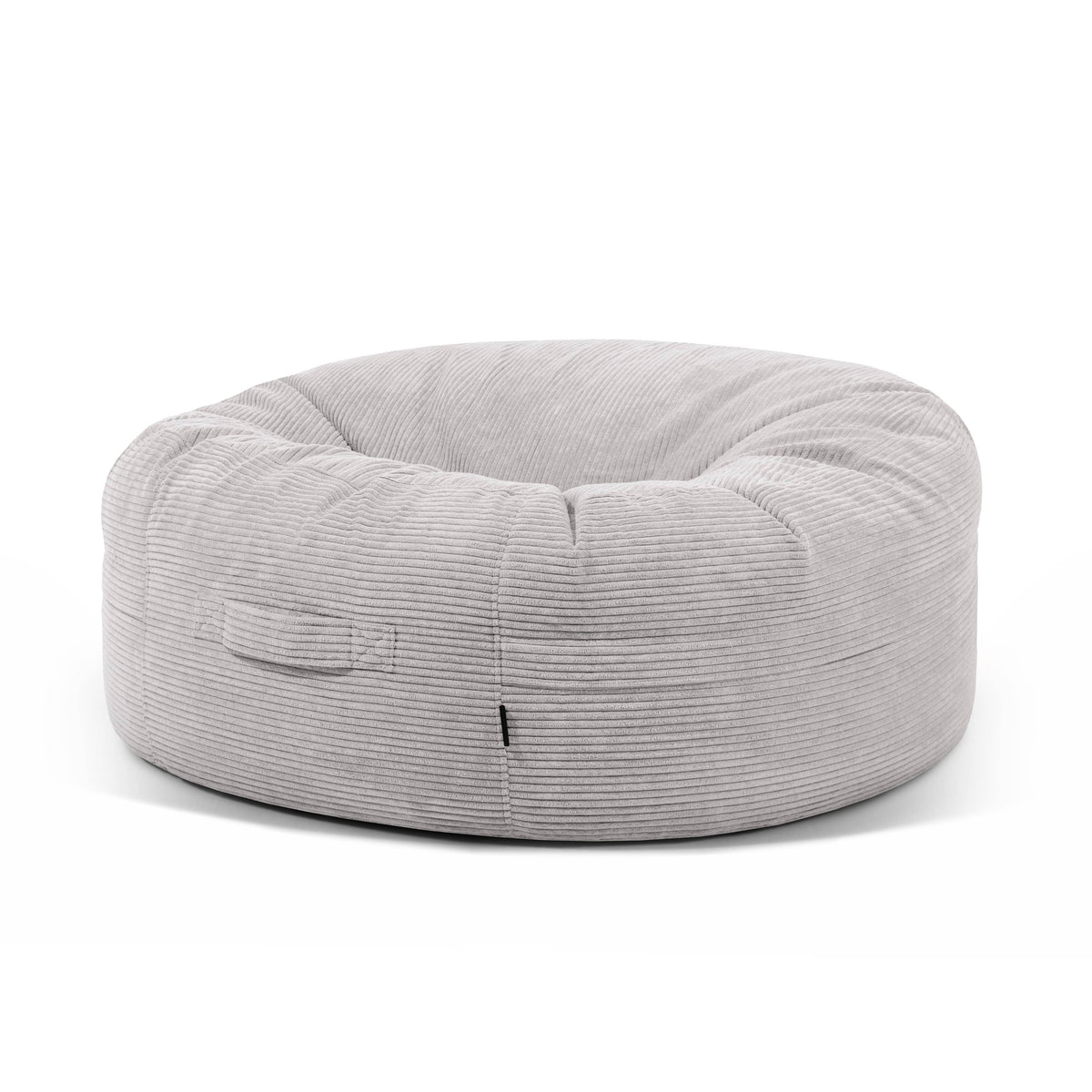 Pouf Rond XXL en Velours Côtelé Gris Perle