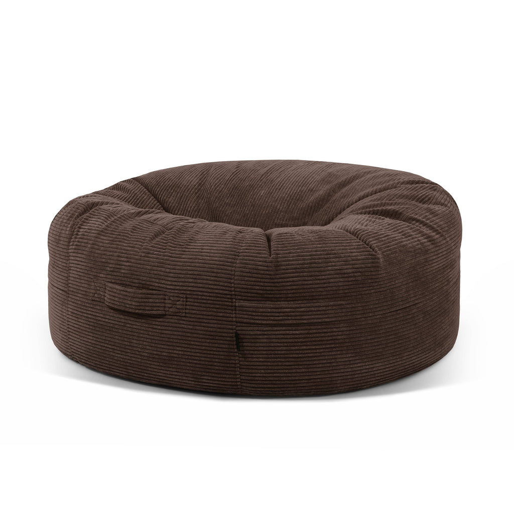 Pouf Rond XXL en Velours Côtelé Marron Chocolat