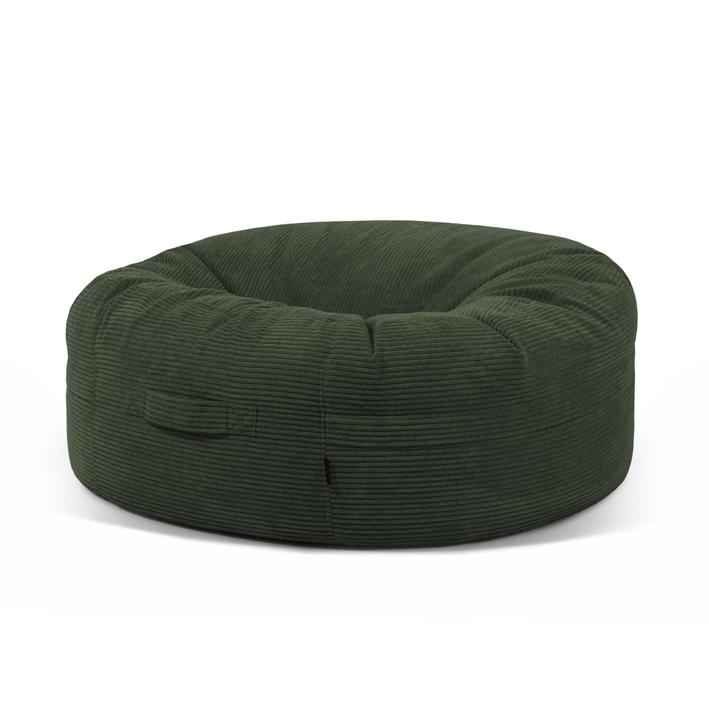 Pouf Rond XXL en Velours Côtelé Vert Forêt