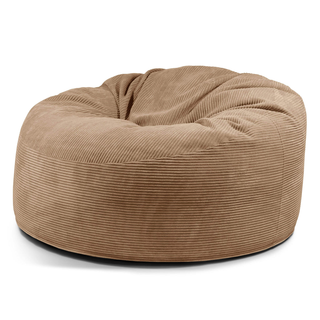 Pouf Salon XXL Velours Cotelé Marron Noisette Pouf Français