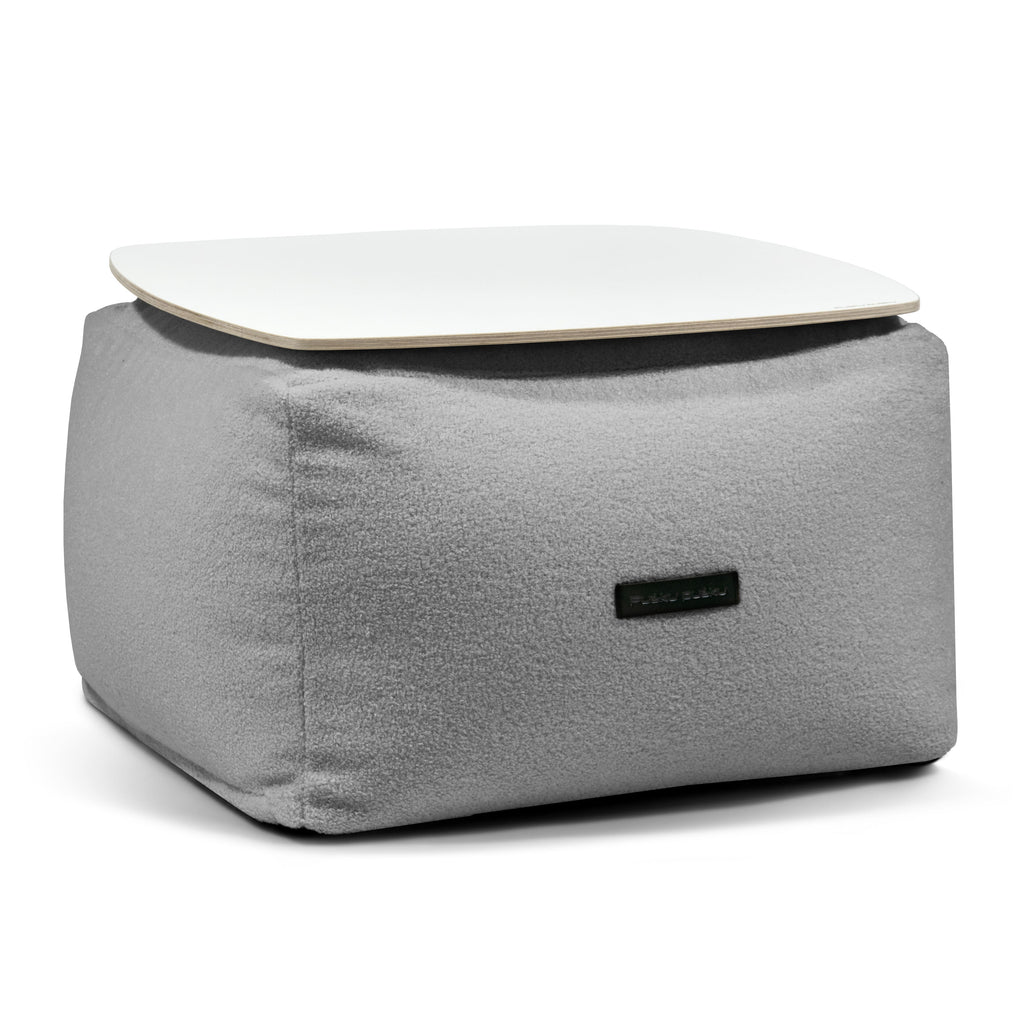 Pouf Table Basse Bouclette Gris Acier