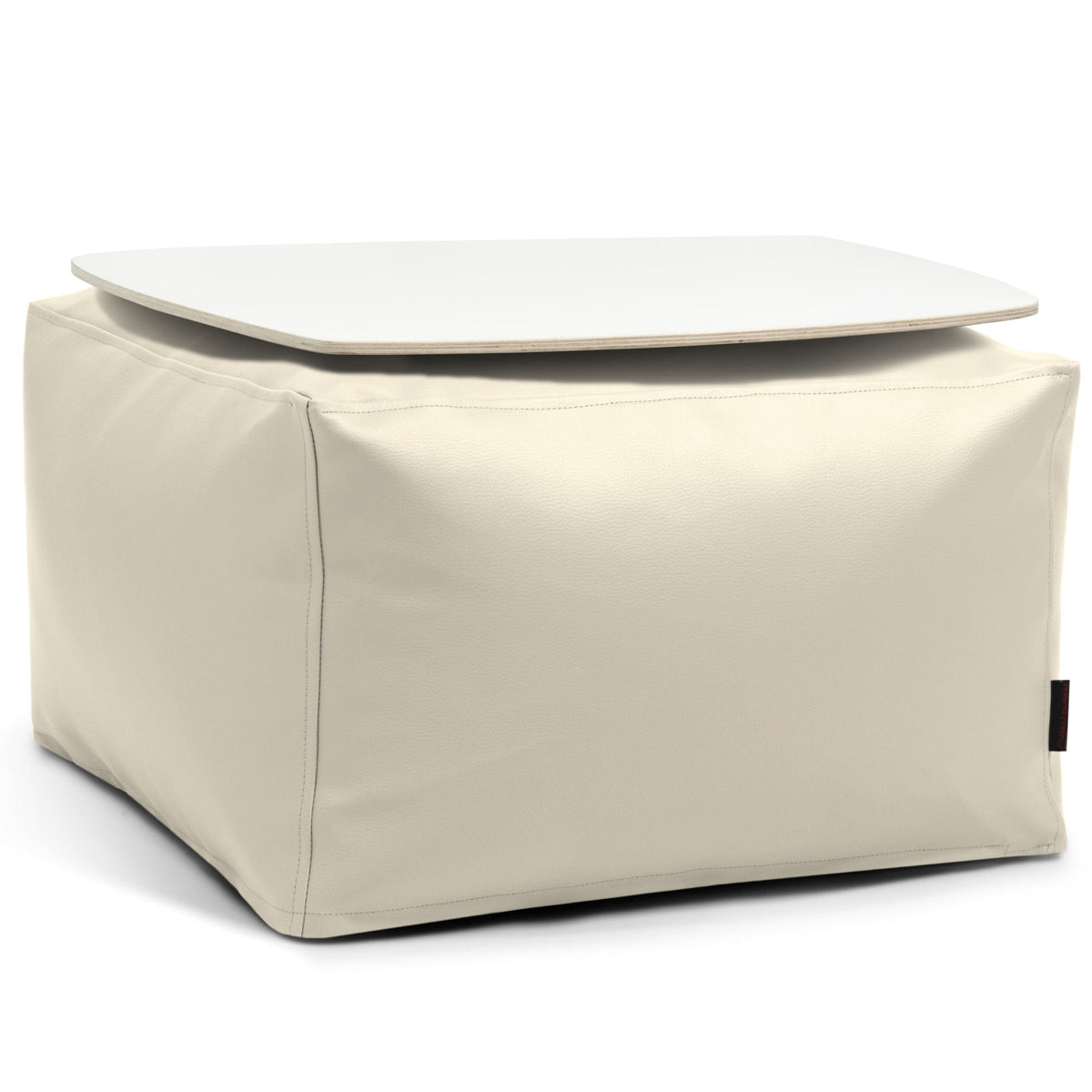 Pouf Table Basse Cuir Beige Crème