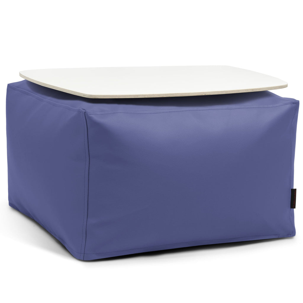 Pouf Table Basse Cuir Bleu de France