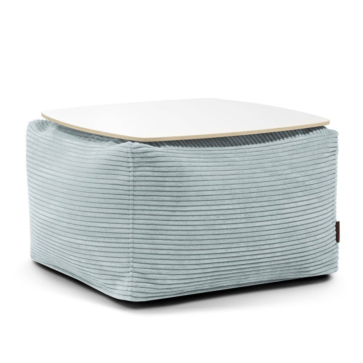 Pouf Table Basse en Velours Côtelé Vert d'eau