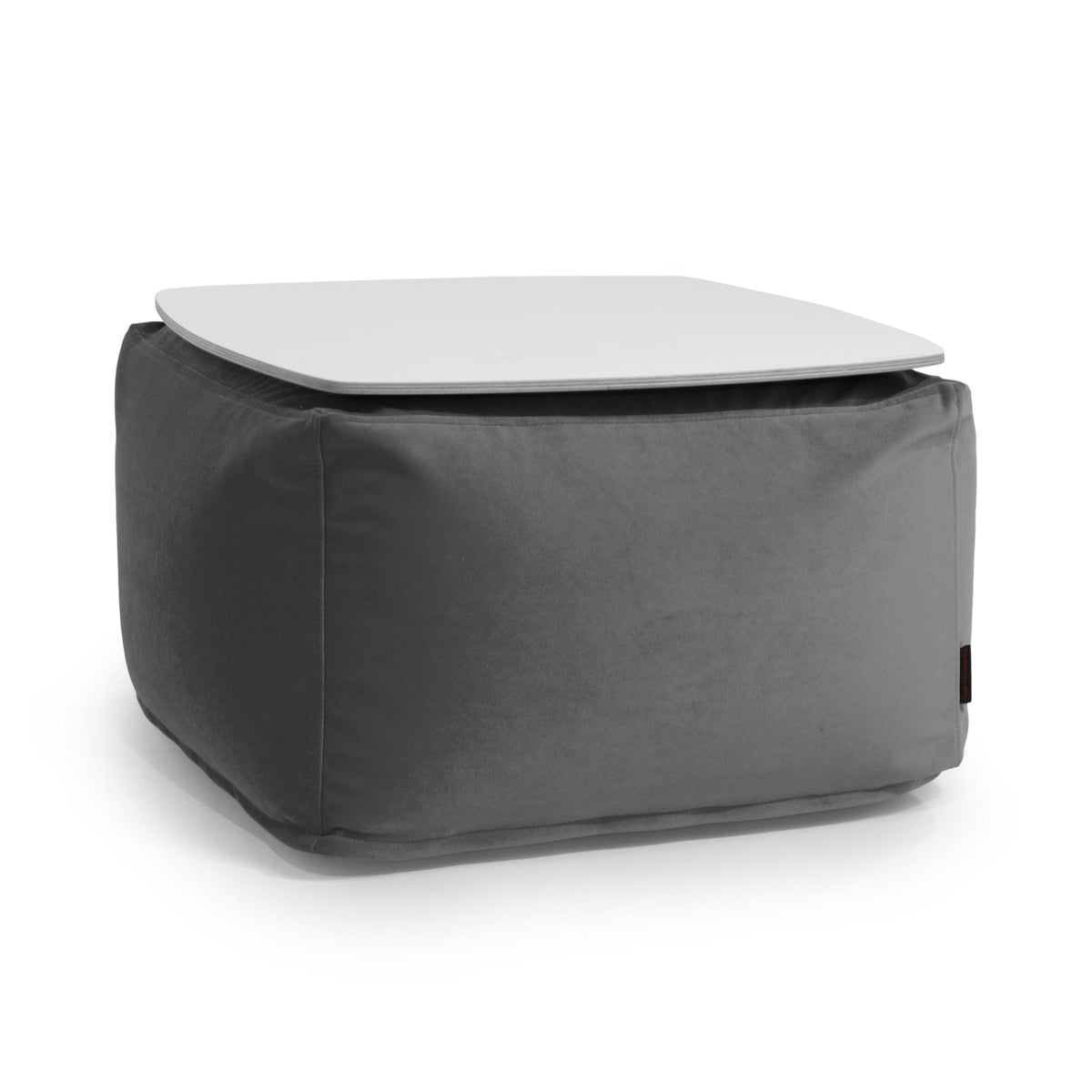 Pouf Table Basse en Velours Gris Anthracite