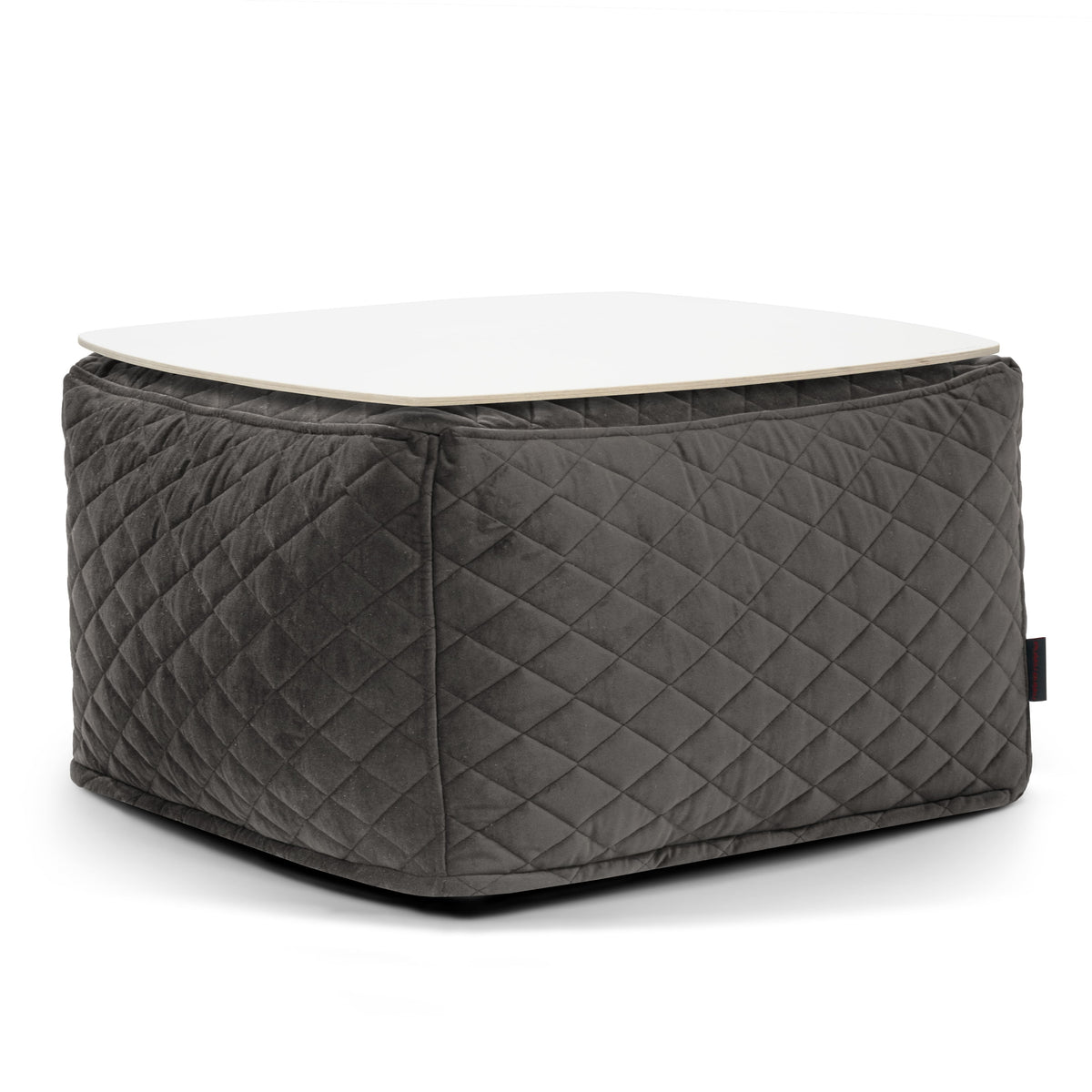 Pouf Table Basse en Velours Matelassé Gris Anthracite