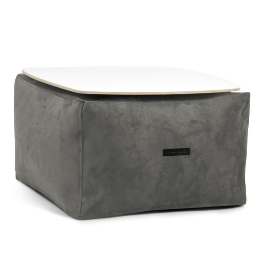Pouf Table Basse Suede Gris Anthracite