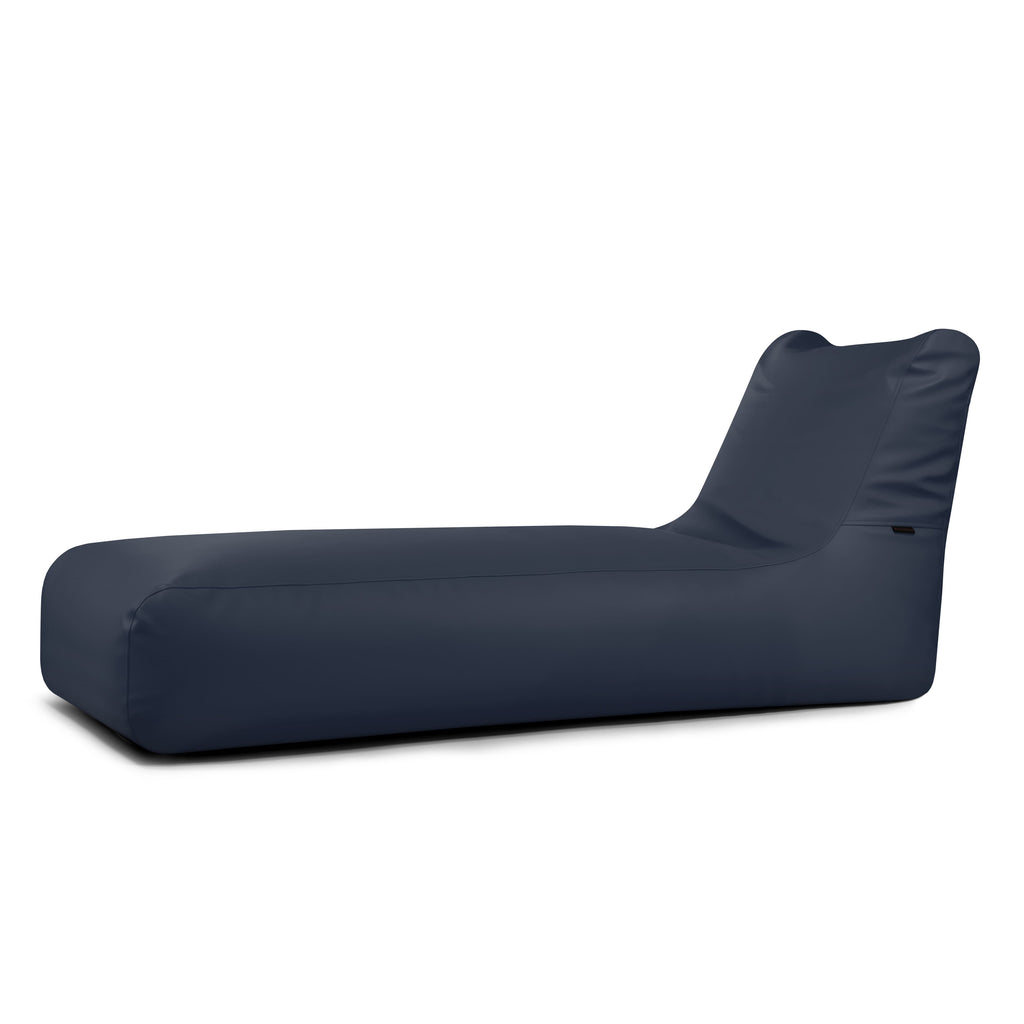 Pouf Transat en Cuir Bleu Marine