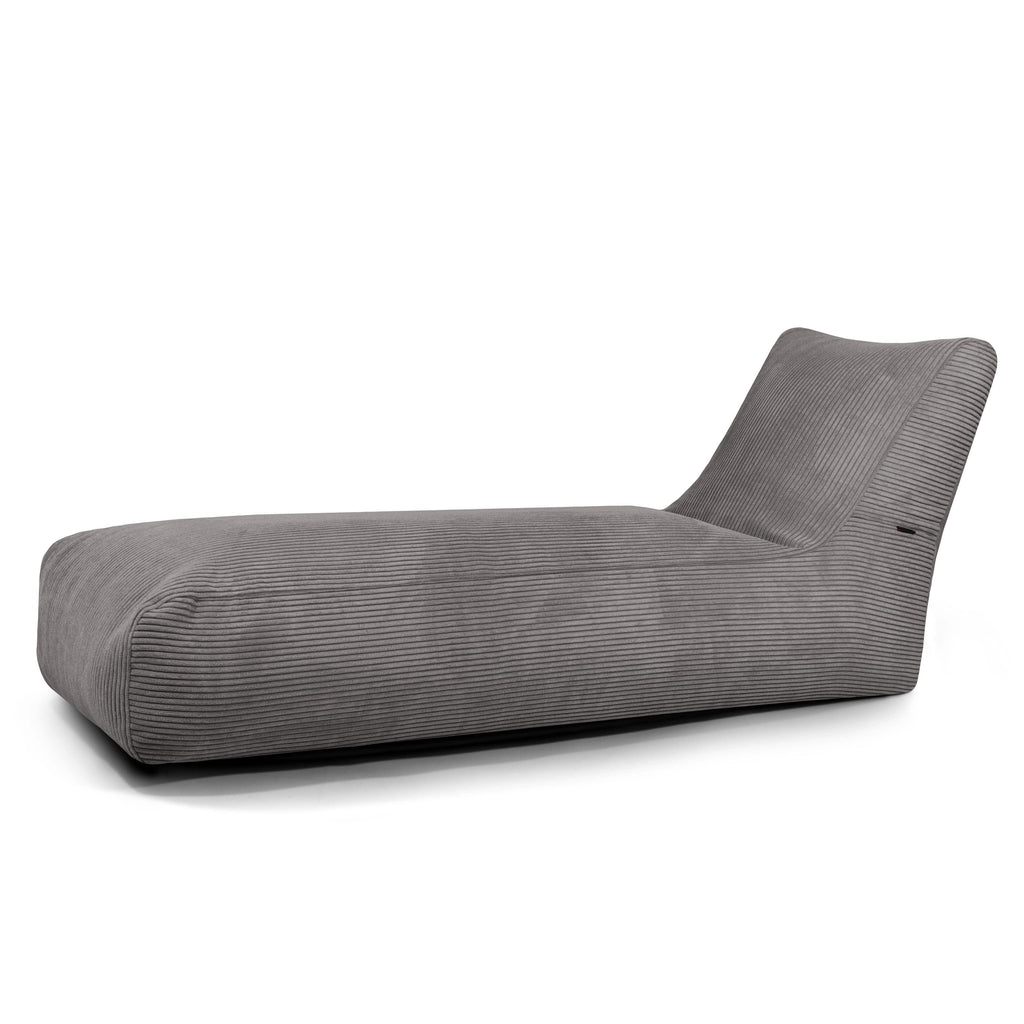 Pouf Transat en Velours Côtelé Gris Anthracite