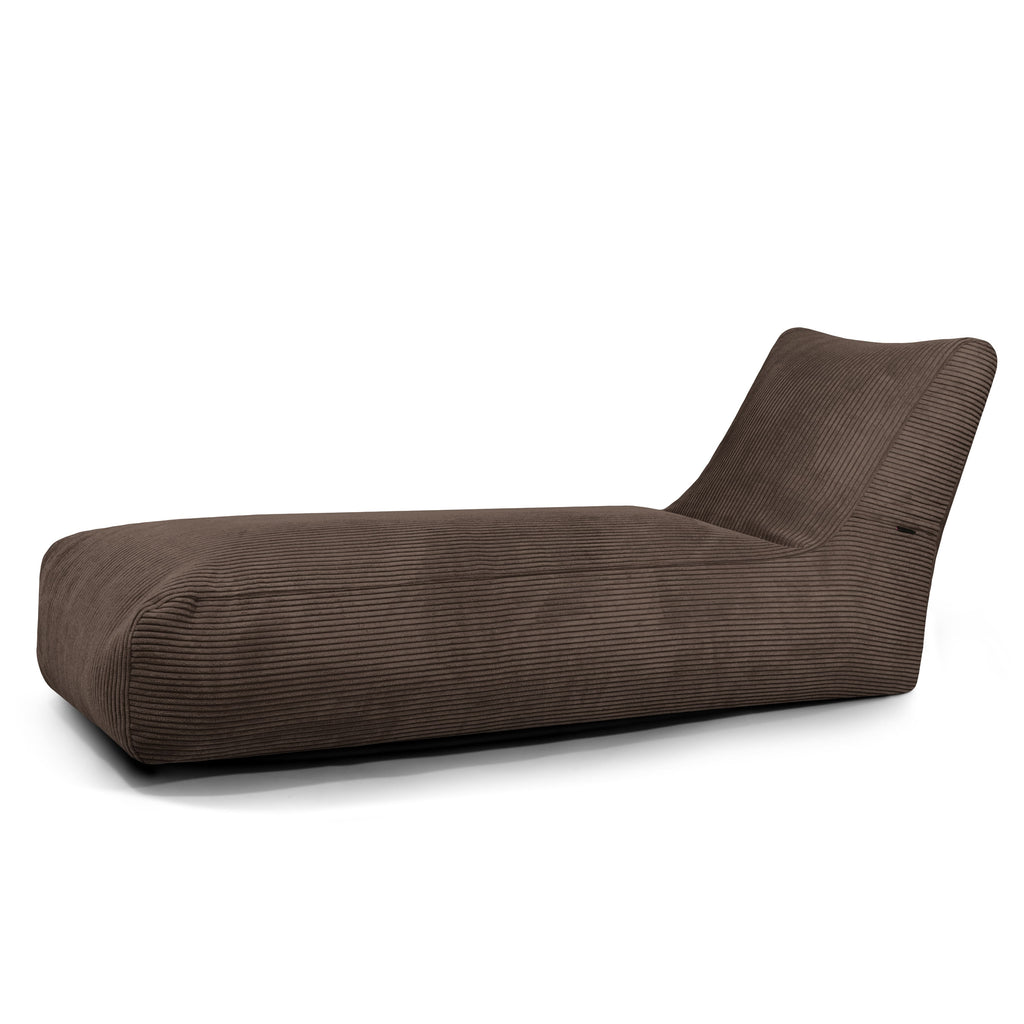 Pouf Transat en Velours Côtelé Marron Chocolat