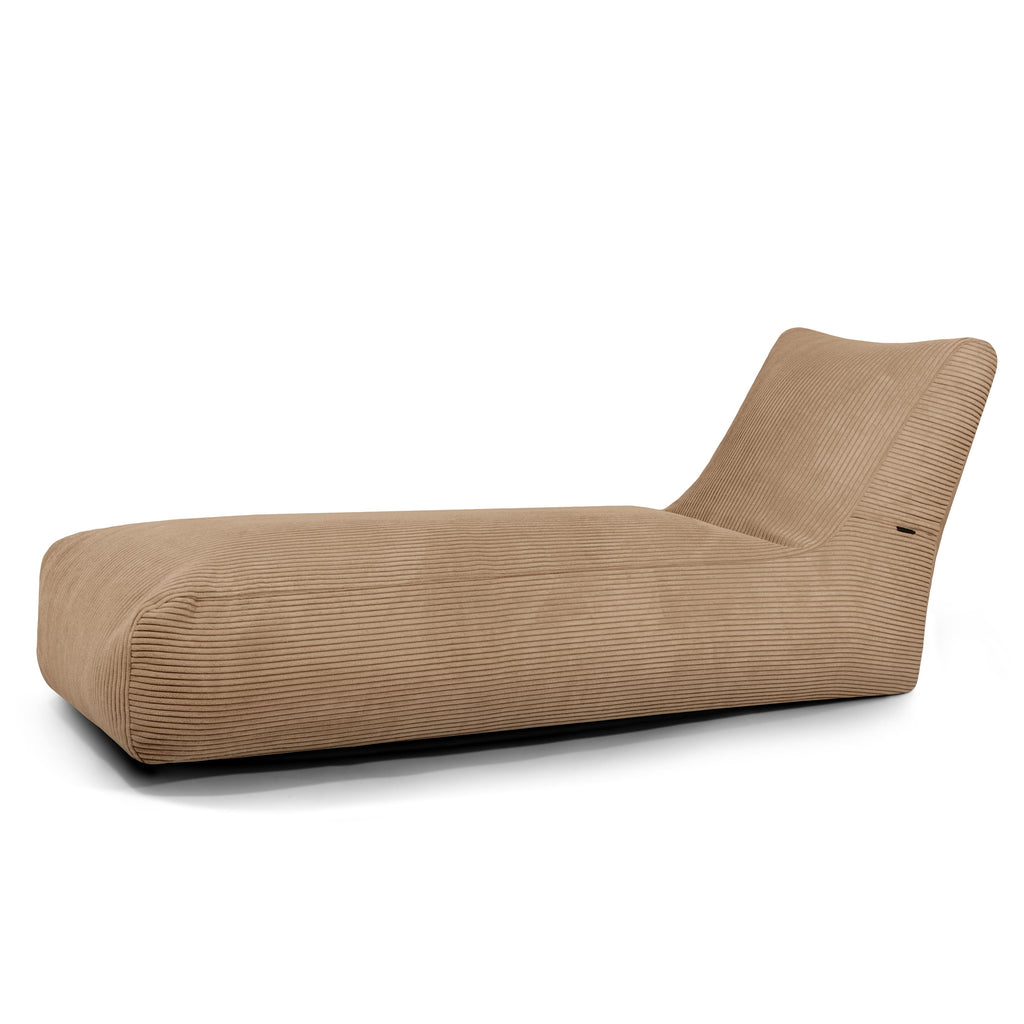 Pouf Transat en Velours Côtelé Marron Noisette