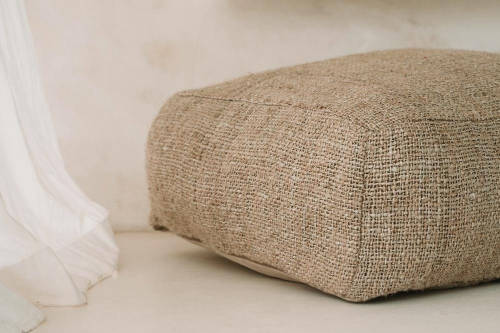 Pouf Tressé Beige