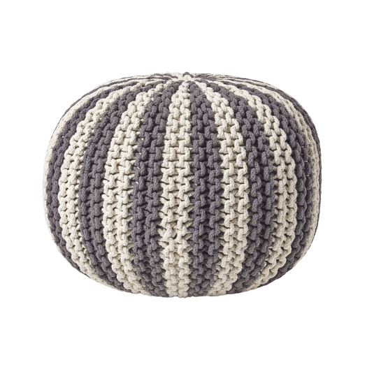 Pouf Tricot Grosse Maille Gris Perle