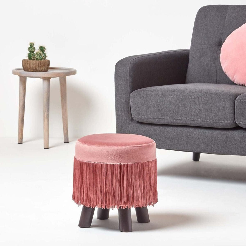 Pouf Velours Frange