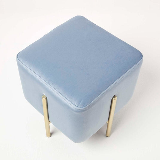 Pouf Velours Metal Doré