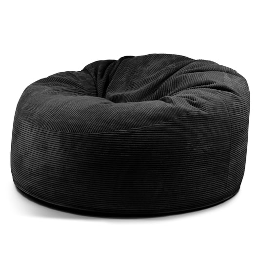 Pouf XXL en Velours Cotelé Noir Profond / Housse uniquement