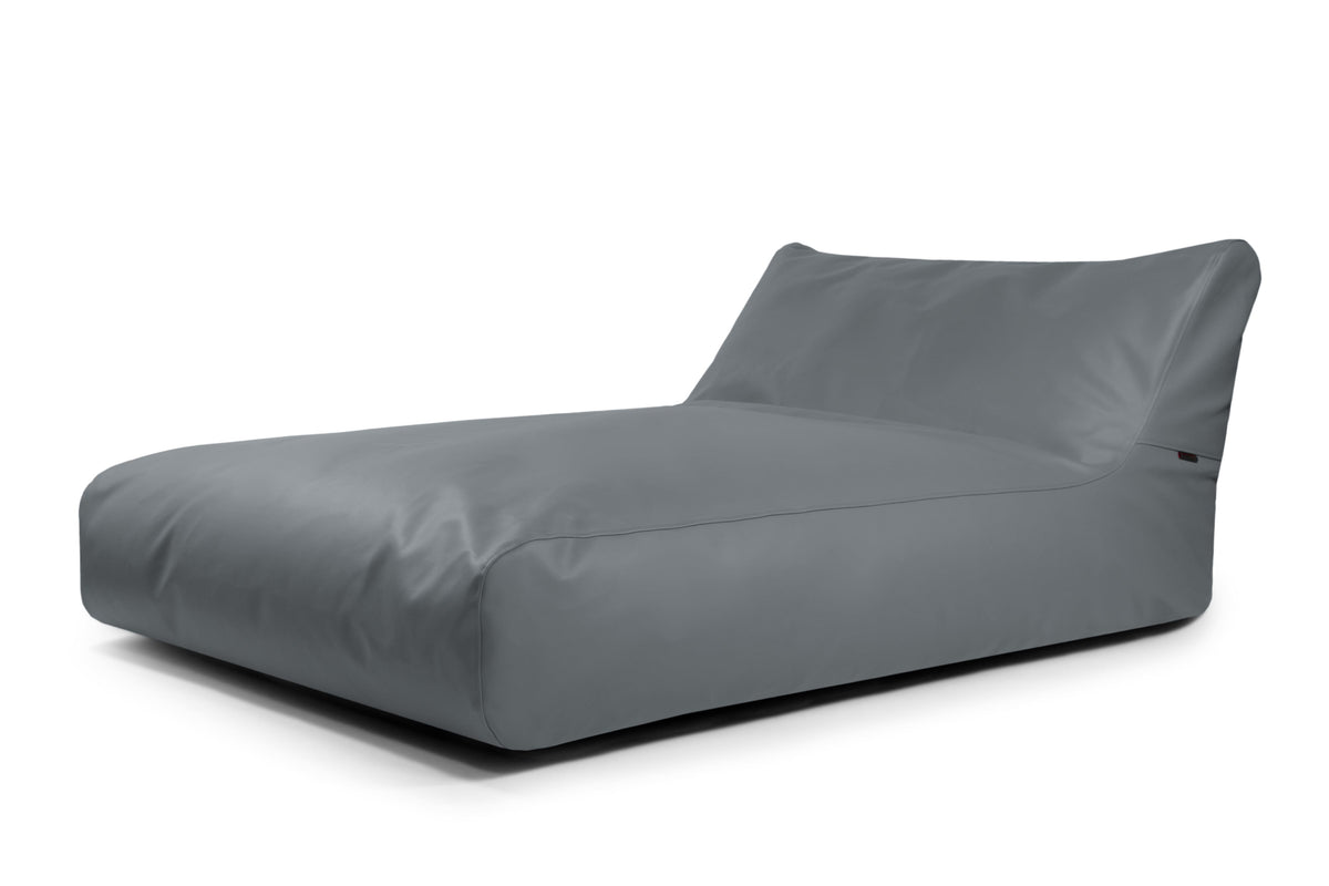 Sunbed en Cuir Gris Acier