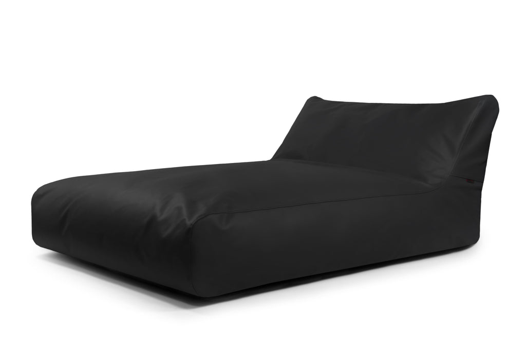 Sunbed en Cuir Noir Profond