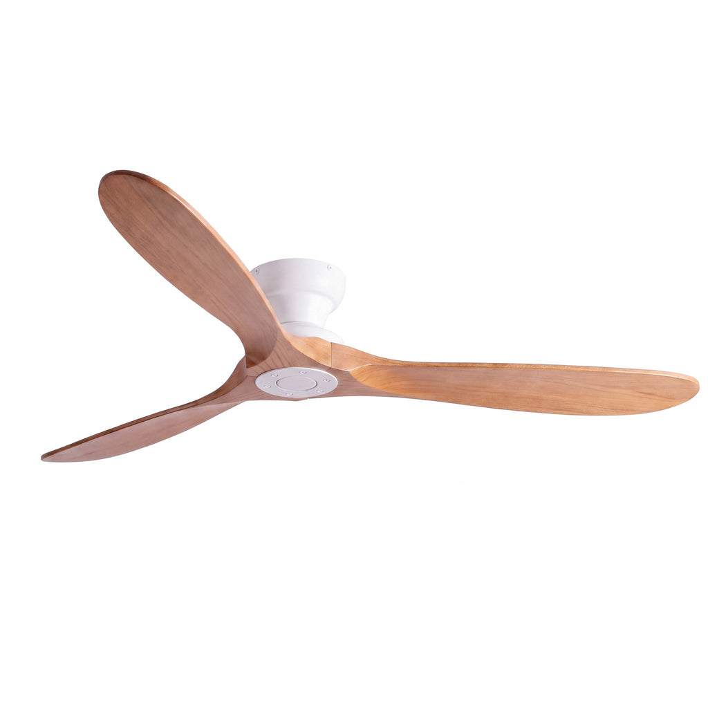 Ventilateur de plafond Sylvane sans lumière, pales noyer clair et moteur blanc pur