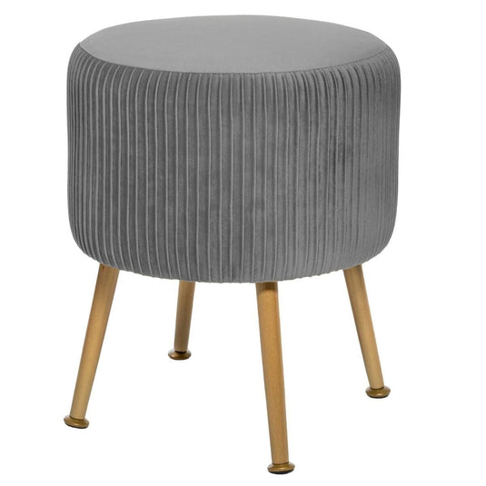 Tabouret Pouf Velours Côtelé Gris Anthracite