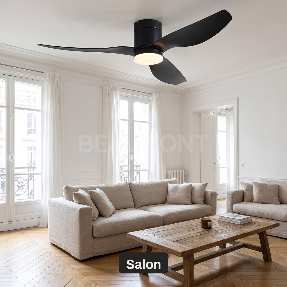 Ventilateur Plafond Silencieux Ultra-Plat avec Moteur DC – Diamètre 106 cm / 132 cm
