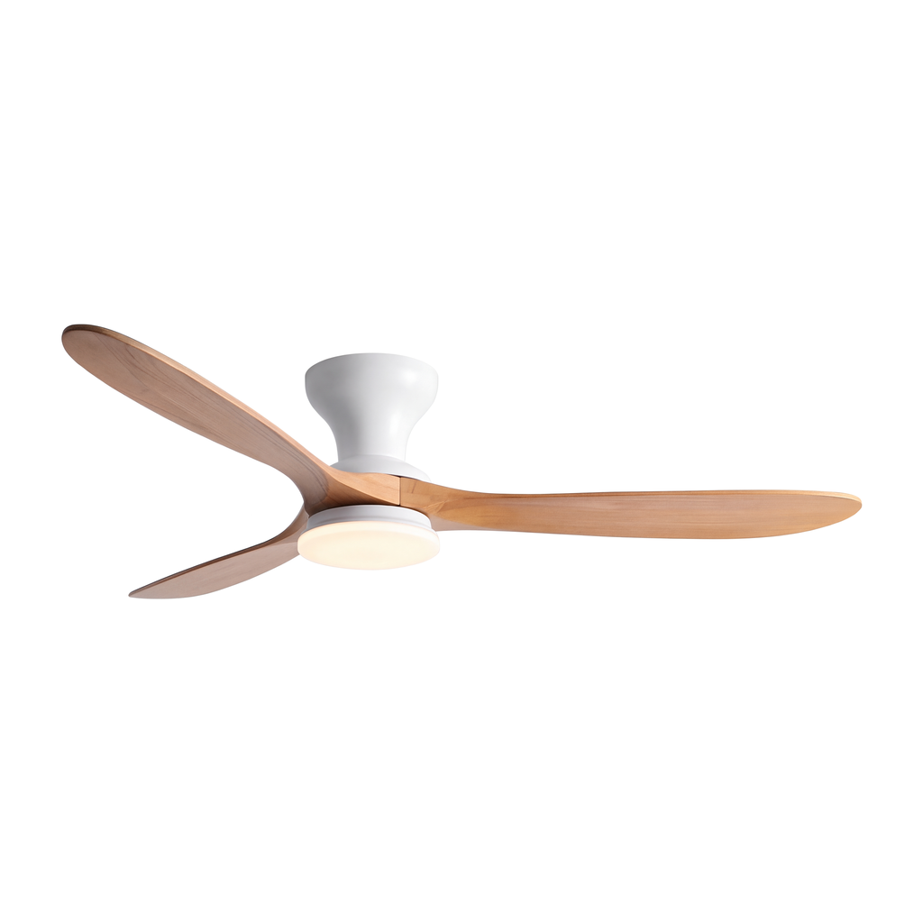 Ventilateur de Plafond en Bois Massif Silencieux Haut de Gamme Avec Lumière LED, Télécommande et Réversible Été/Hiver - Sylvane