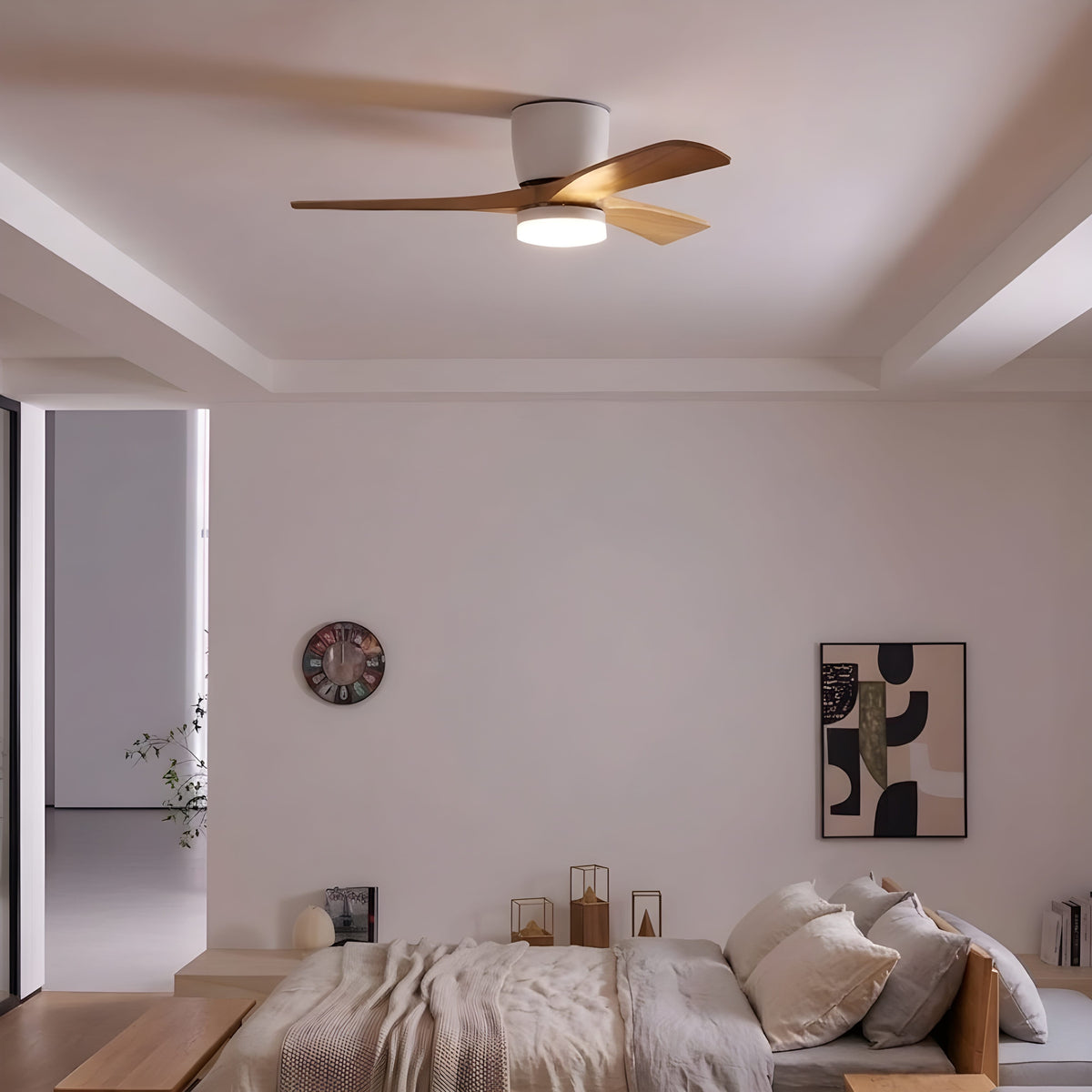 Ventilateur de Plafond en Bois avec LED Intégrée