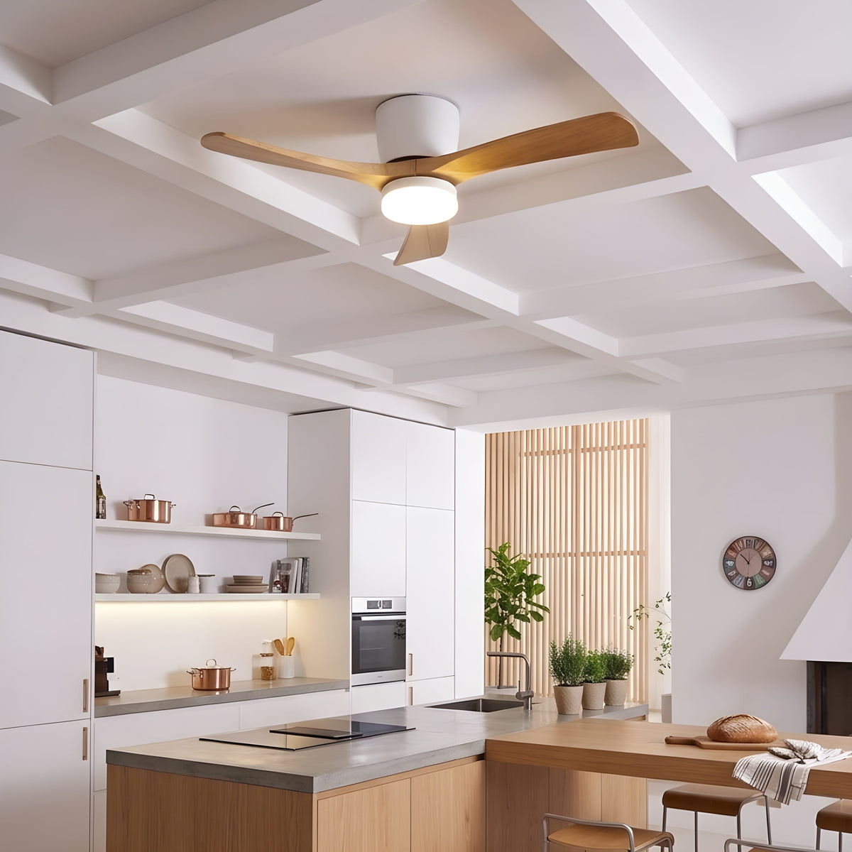 Ventilateur de Plafond en Bois avec LED Intégrée