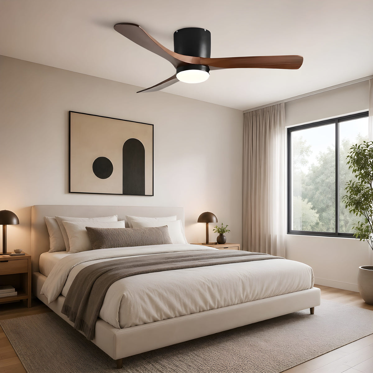 Ventilateur de Plafond en Bois avec LED Intégrée