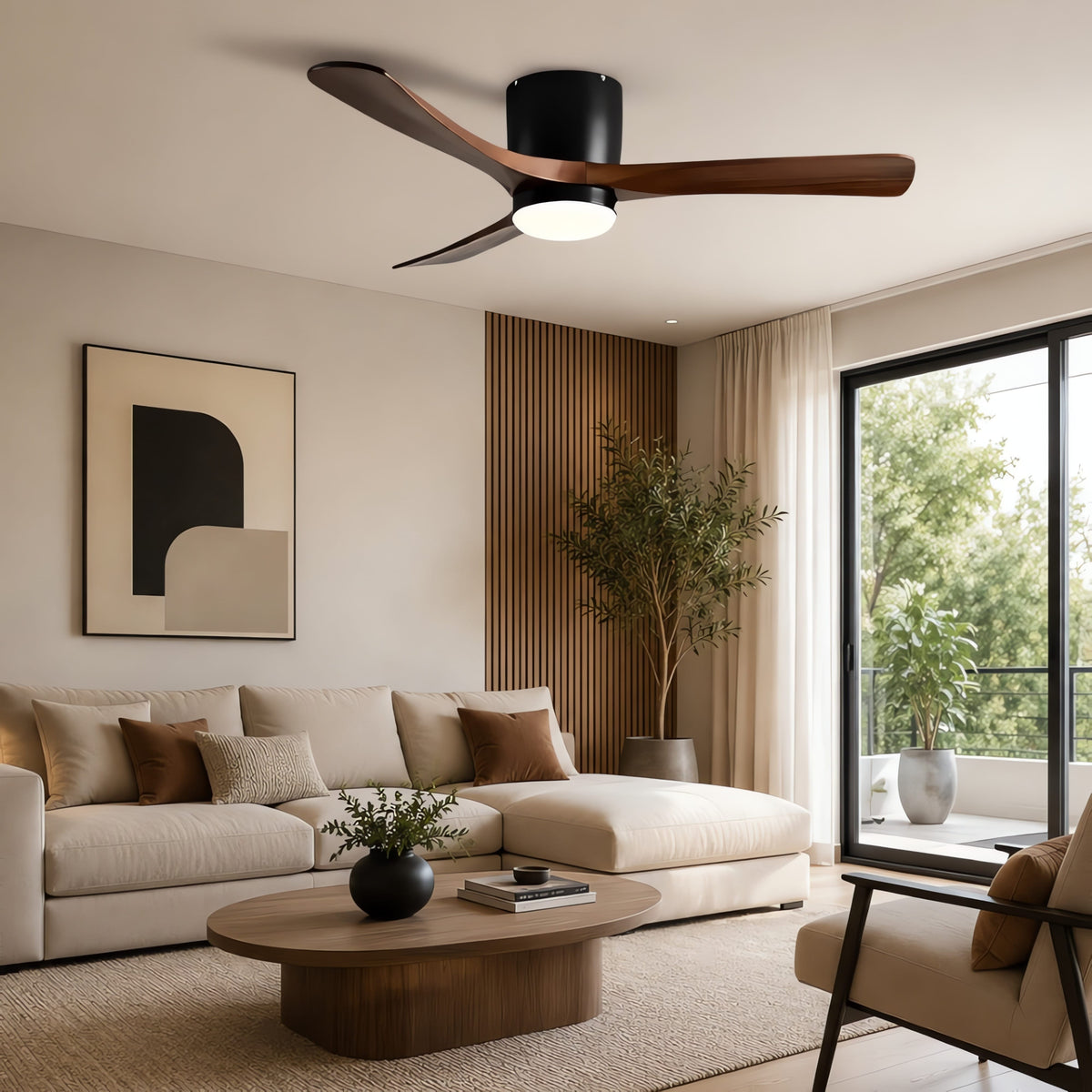 Ventilateur de Plafond en Bois avec LED Intégrée