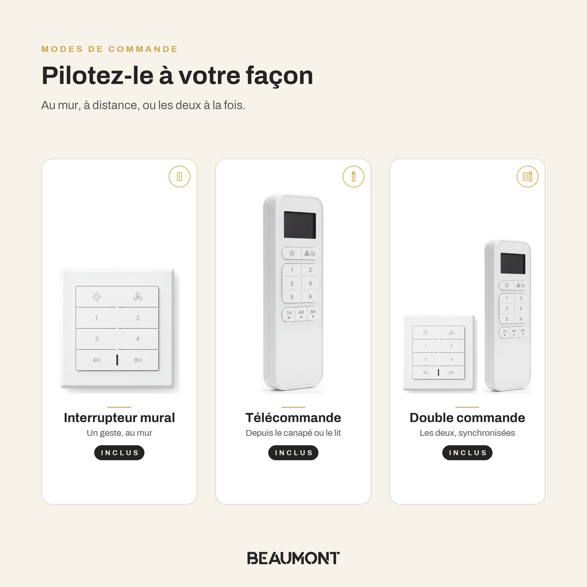 Ventilateur de Plafond en Bois Massif Silencieux Haut de Gamme Avec Lumière LED, Télécommande et Réversible Été/Hiver - Sylvane