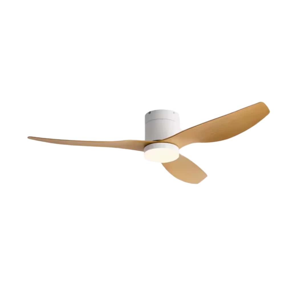 Ventilateur Plafond Silencieux Moteur DC Ultra-Plat  – Diamètre 114 cm / 132 cm 114 cm (Pièce de 10 m² à 20 m²) / Bois Blanc + LED